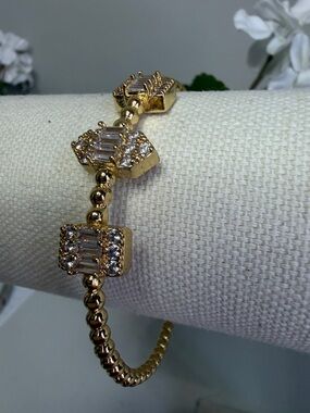 Gold Crystal Baguette Beaded Bracelet - Women Jewelry